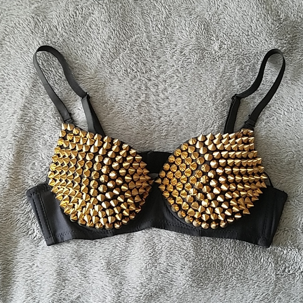 🔷️ Gold Spike Party Costume Novelty Bra